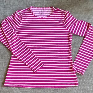 Lands' End Swim Pink and White Striped Top
